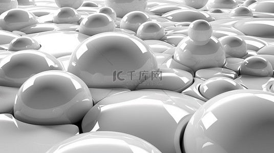 异想天开的 3D 场景与抽象白色气泡