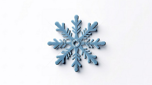 冬季符号 3d 在白色背景简约雪花和雪表情符号上渲染