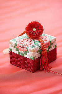 手扎编织观赏中国红白唐卡花
