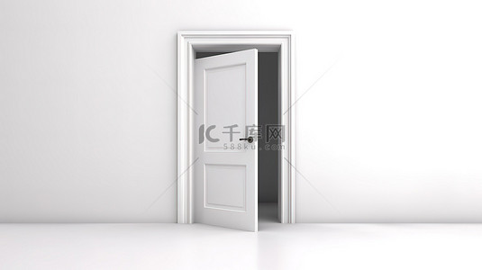 开业背景图片_孤立的白色背景上打开的门的 3D 渲染