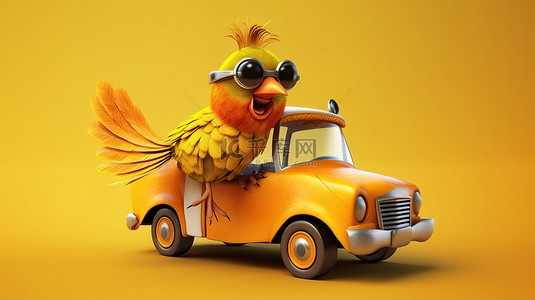 中秋搞笑图片背景图片_搞笑的鸟在 3d 中驾驶汽车