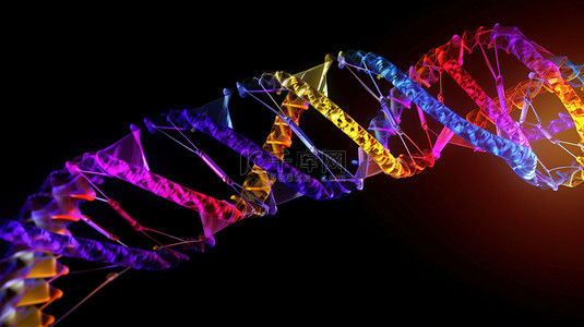 医疗布景背景图片_DNA 结构的 3D 渲染图像