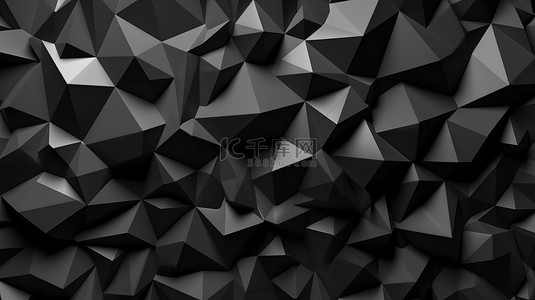 前卫的三角形形成复杂的 3D 几何多边形面黑色马赛克