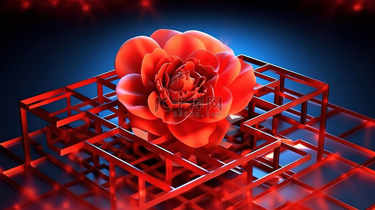 以红花 3d 概念为特色的几何图形的辐射照明