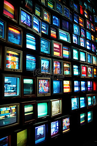 长长的背景图片_长长的屏幕墙有许多不同的电视
