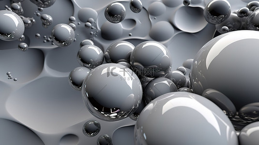纹理灰色气泡反对硬浅灰色背景 3D 渲染抽象插图