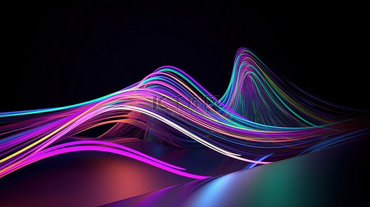 科技科技海报背景图片_彩色线条构图的 3D 插图未来派设计