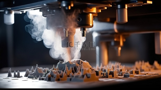 金属 3D 打印机在开放室中创建金属粉末物体