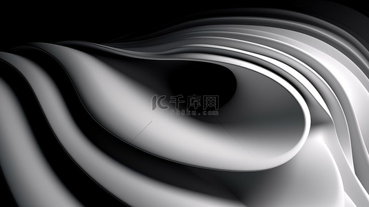 黑色刷子背景图片_黑色背景与 3D 渲染抽象白色形式