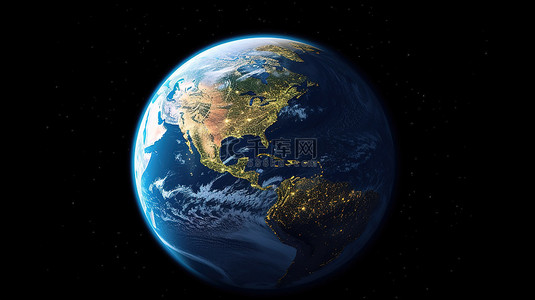 太空星球背景图片_以逼真的 3D 渲染描绘地球