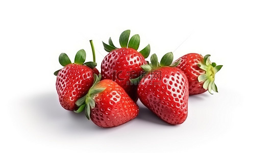 糖漿背景图片_3d 渲染的草莓隔离在白色背景