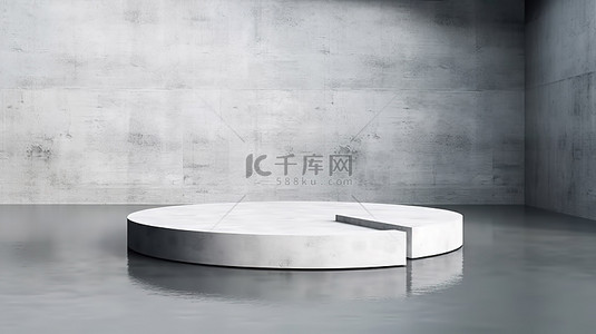 简约白色展台背景图片_漂浮在水面上的简约白色讲台，具有 3D 设计和空平台，用于展示混凝土墙封闭的产品