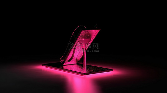 鞋跟断了背景图片_3d 渲染中带鞋跟符号的粉红色交通灯的孤立黑色图像