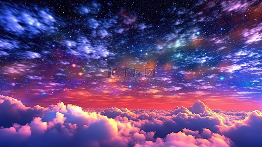 粉色云纹背景图片_3d 全息天空以垂直构图显示星星和云