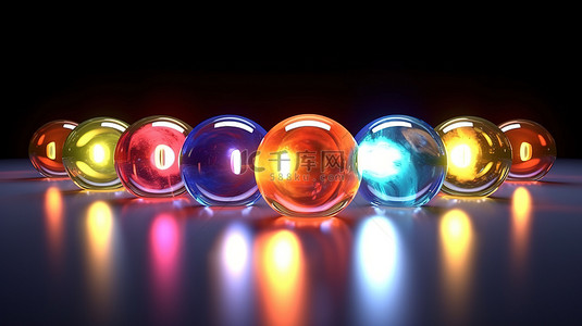 集合色彩背景图片_辐射彩色玻璃球有光泽的球体类似于圆形糖果，采用 3D 渲染创建的生动色彩序列