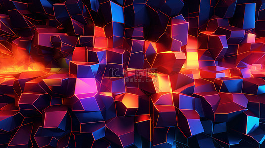 发光几何抽象背景的 3d 插图