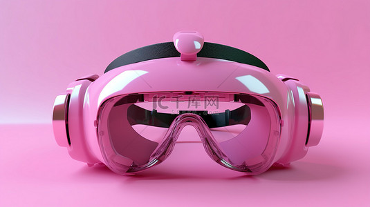 创新粉色 VR 眼镜的尖端虚拟现实 3D 渲染