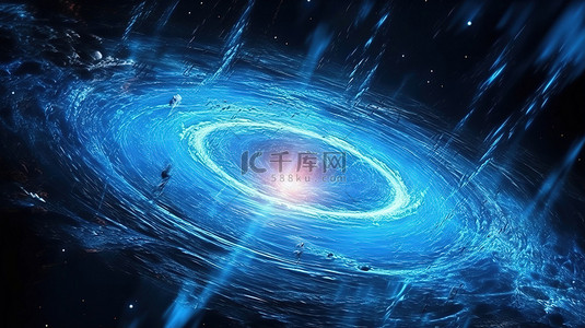 光轨迹背景图片_星际旅行 3d 渲染期间虫洞中的电蓝色轨迹