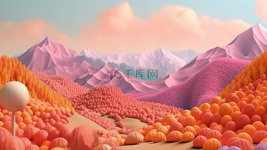 白背景的孩子背景图片_3d 秋天山脉的柔和背景