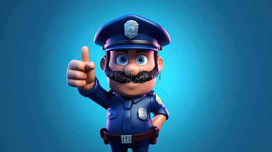 警官帽背景图片_一名警察的搞笑卡通 3D 渲染
