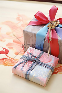 礼物新年背景图片_包含日式礼物的包裹