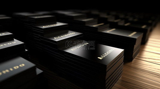 名片设计背景图片_3d 渲染中堆叠的黑色名片