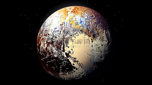 宇宙中的红色星球令人惊叹的 3D 插图