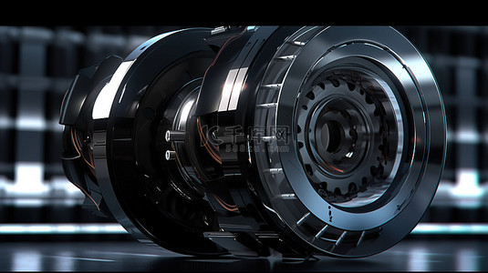 高分辨率商业服务 3D 卡车车轮，铝轮毂上配有黑色闪亮轮胎
