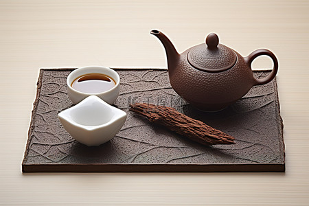 烤饼背景图片_osaka mágino 茶壶 茶壶和烤饼在白色垫子上