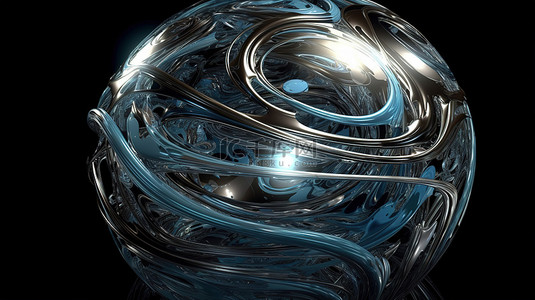 科技包围背景图片_3d 中的蓝色和银色地球被旋转轨道和旋转包围