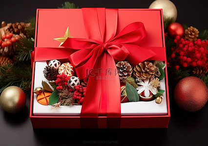 红色圣诞礼物背景图片_红色礼品盒中的红色圣诞礼物