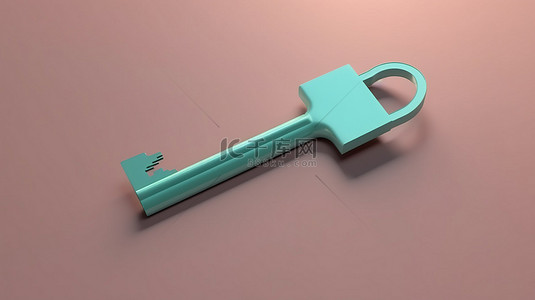 钥匙图标背景图片_现代 3D 钥匙图标以时尚风格呈现并隔离在彩色背景上