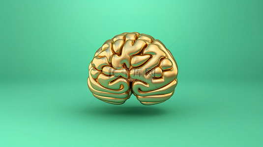 心灵徽章潮水绿色背景与福尔图纳金大脑图像