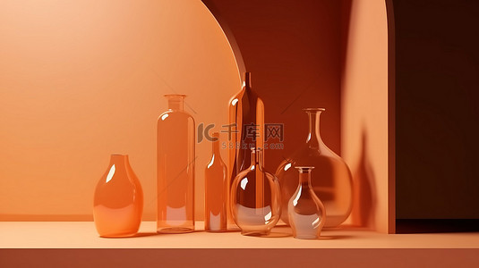用于产品展示和展示模型的带有窗口阴影的橙色调背景 3D 渲染