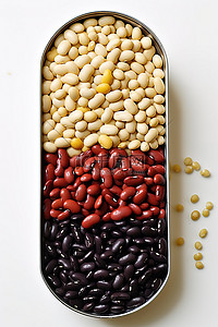 小豆子背景图片_一张小尺寸的白色照片，其中包含精选的不同类型的豆子