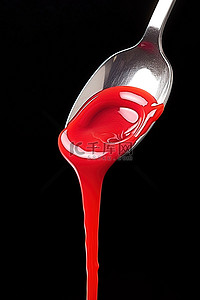 里面有液体的勺子倒入红色糖果