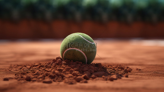 运动手牌背景图片_3d 渲染中的红土网球