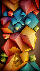 彩色抽象三角形边框背景图片_彩色多色几何形状立体背景
