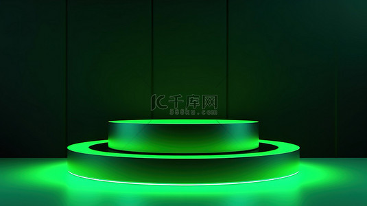 霓虹绿 3D 产品展示背景上的几何简约讲台展示