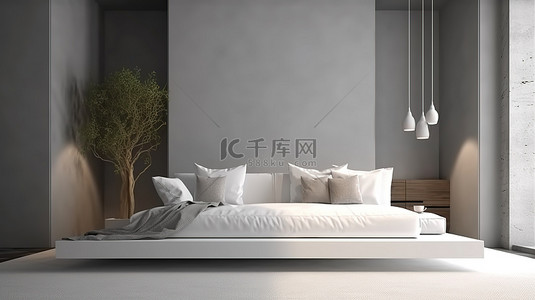 简约现代风格背景图片_现代风格的现代客厅配有白色沙发和简约的墙壁装饰，3D 渲染