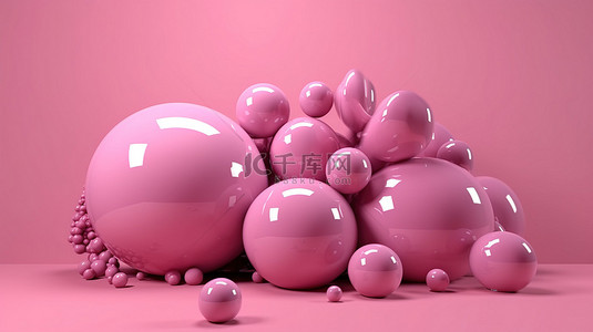 底部阴影背景图片_粉红色背景与 3d 渲染的球体