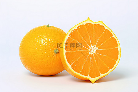 白色背景上的切橙子