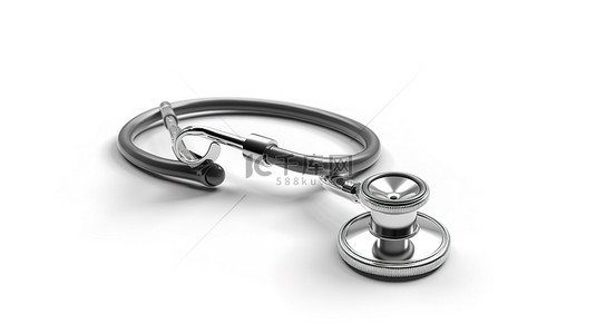 心脏急救背景图片_白色背景上孤立听诊器的 3d 插图