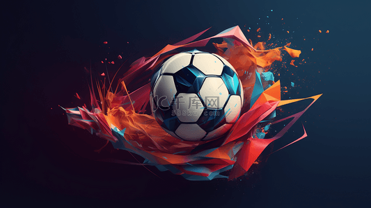 踢足球立体背景图片_立体3d色彩流体飞溅足球运动广告背景
