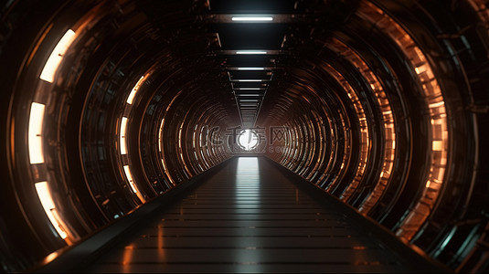 清浅色背景图片_未来隧道 3d 渲染中的闪光和镜子