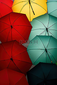 五颜六色的雨伞 打开雨伞的彩虹
