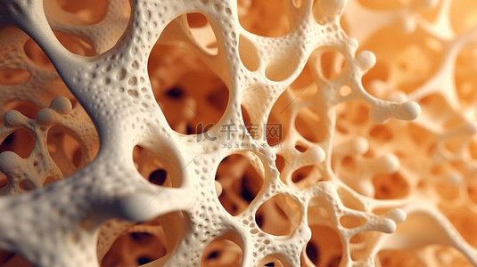 宏观层面骨骼海绵结构的 3D 渲染图