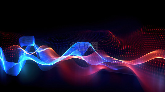 动态声波背景图片_运动和声波中抽象光线的三维插图