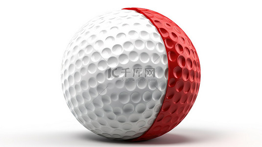 红色 T 恤上孤立的白色高尔夫球 3d 渲染与剪切路径