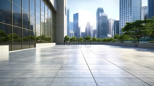 商业建筑背景图片_当代建筑中的大片空地 逼真的 3D 图像